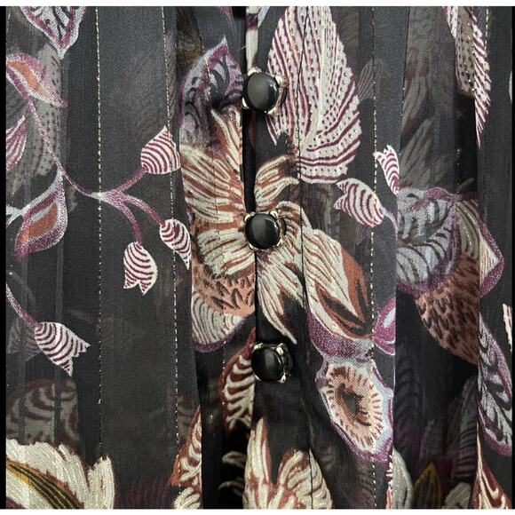 Sabina Musayev Geneva Floral Midi Dress Size XS Black Gold Metallic Sheer NWT - Picture 7 of 16